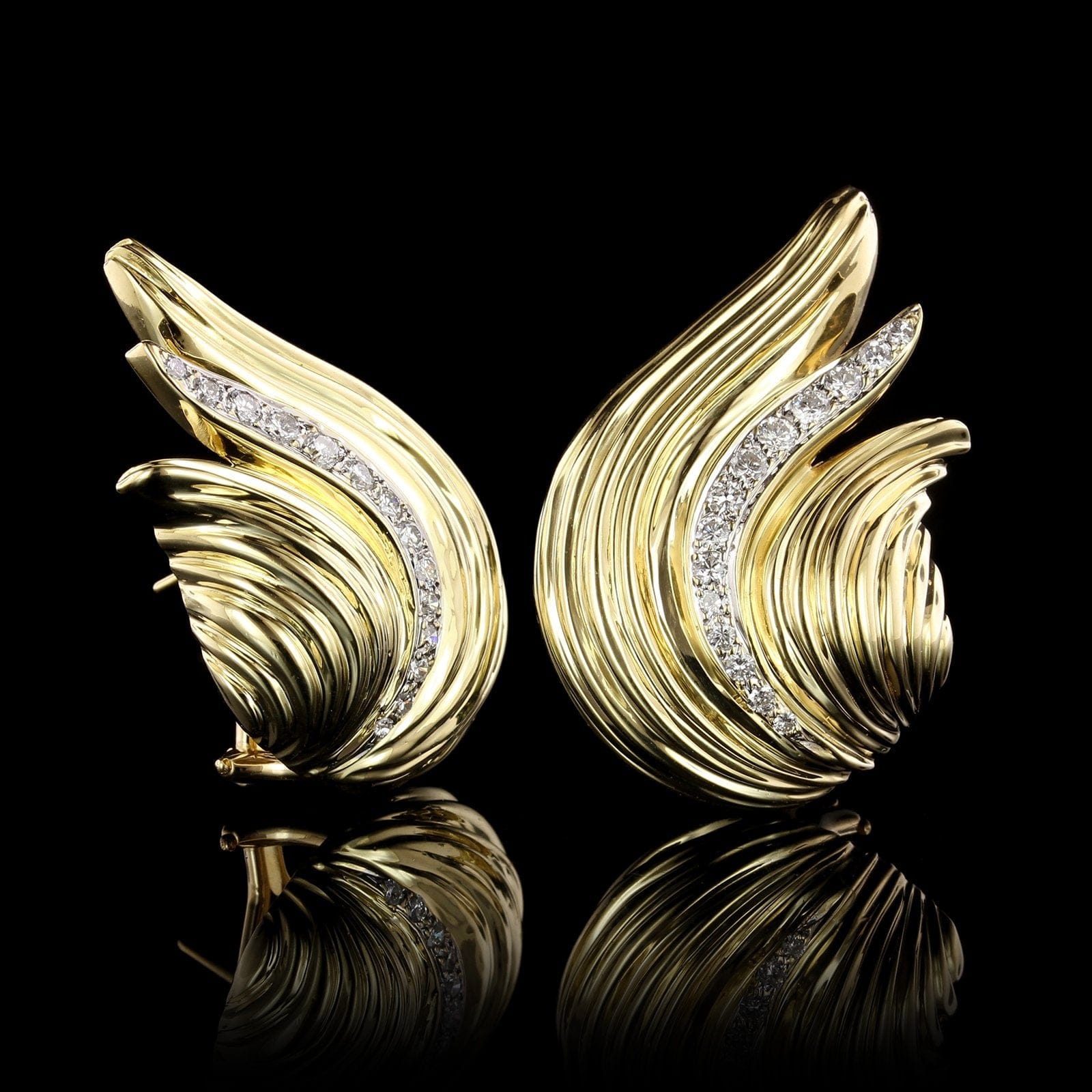 18K Yellow Gold Estate Diamond Earrings