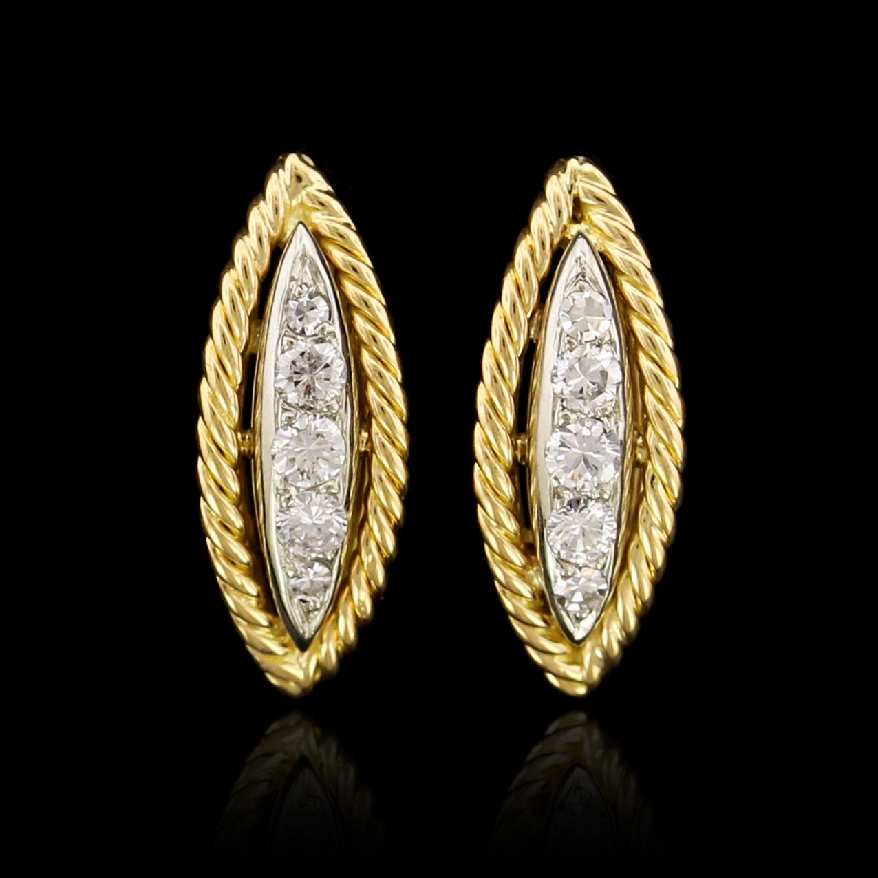 18K Two-tone Gold Estate Diamond Earrings