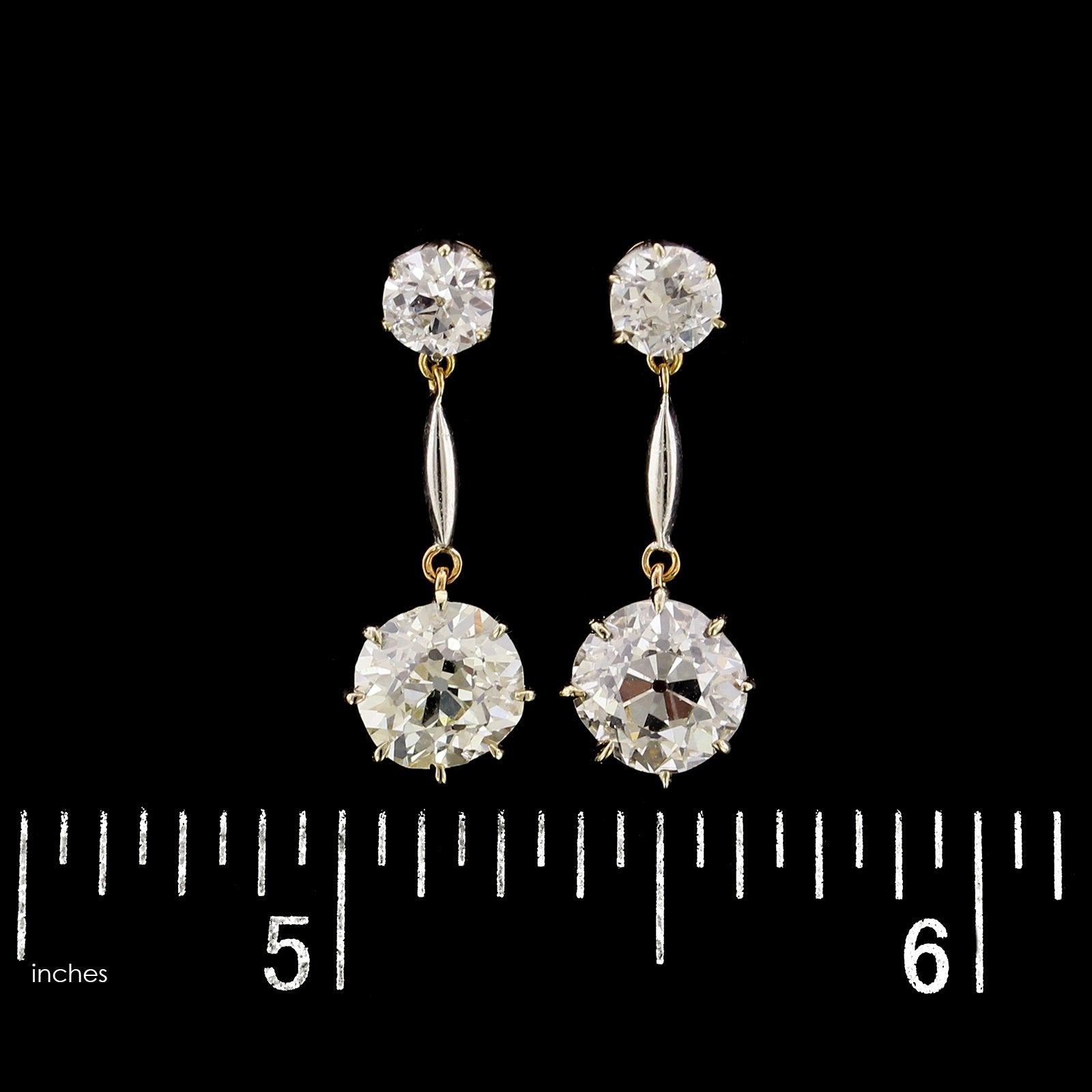 Antique 18K Yellow Gold Estate Diamond Earrings