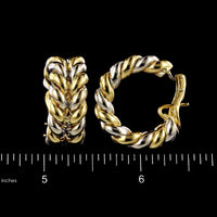 18K Two-tone Gold Estate Double Row Hoop Earrings
