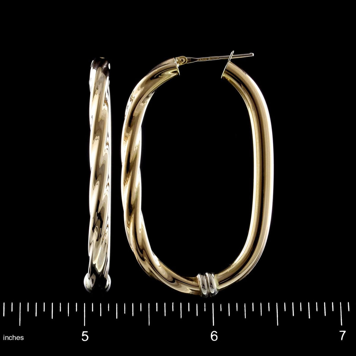 14K Yellow Gold Estate Oval Hoop Earrings