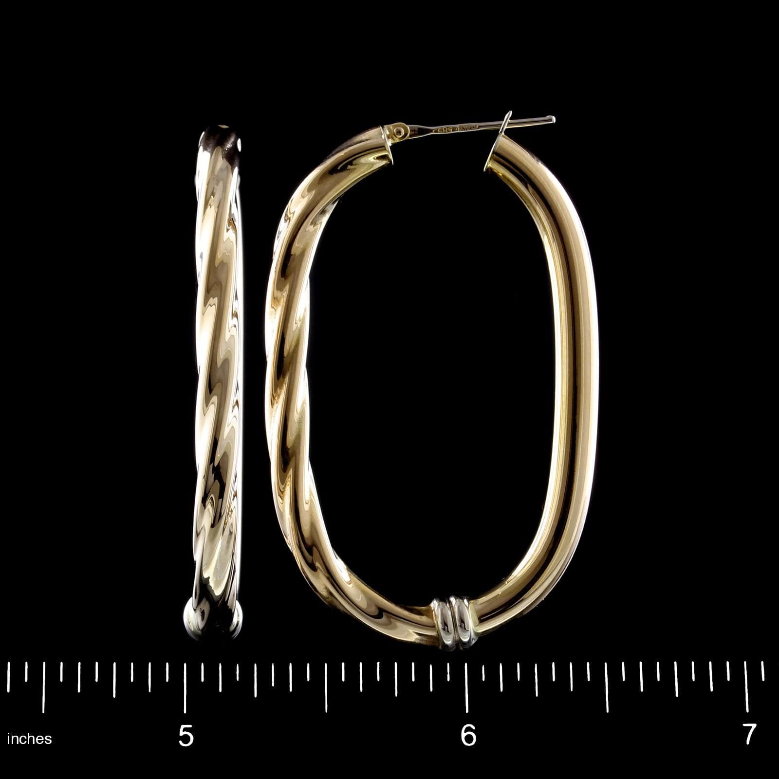 14K Yellow Gold Estate Oval Hoop Earrings