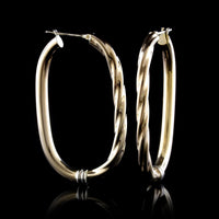 14K Yellow Gold Estate Oval Hoop Earrings