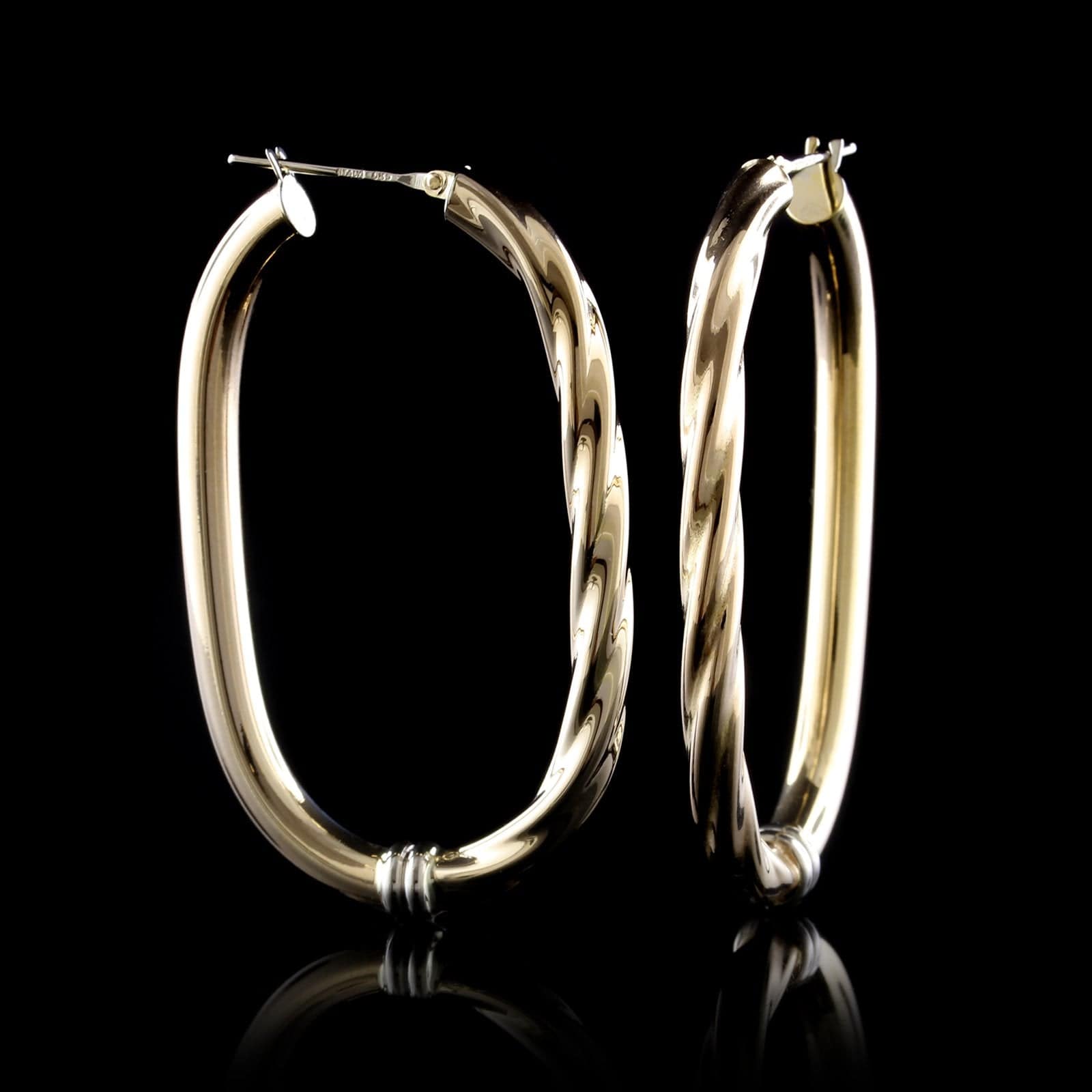 14K Yellow Gold Estate Oval Hoop Earrings