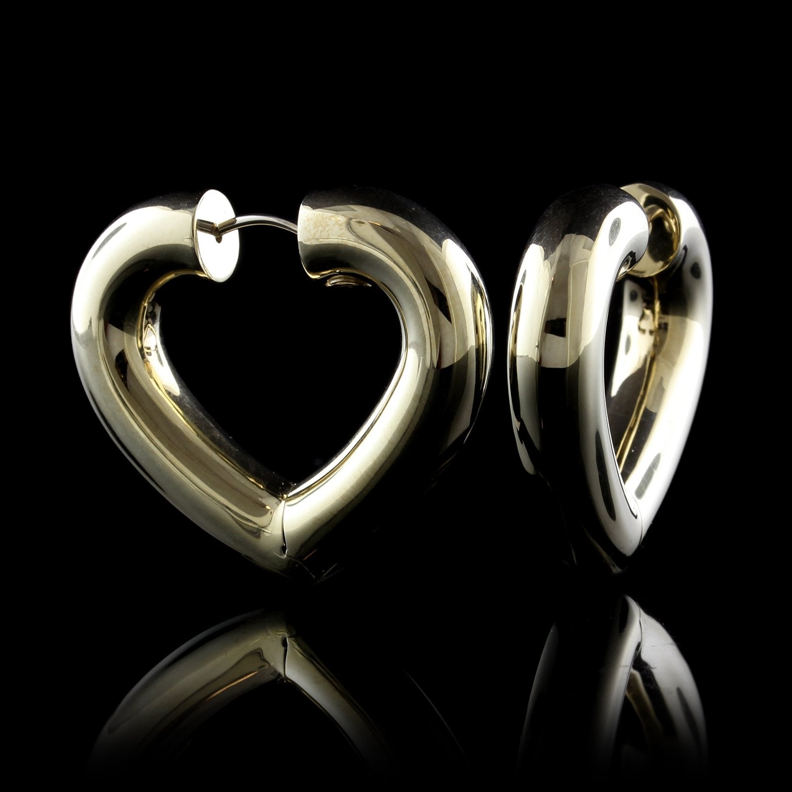 14K Yellow Gold Estate Heart Shaped Hoop Earrings