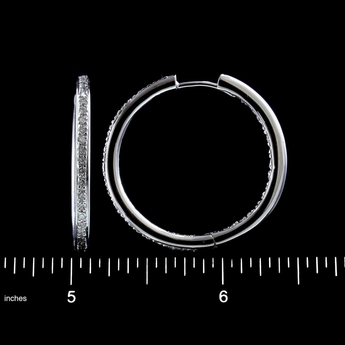 14K White Gold Estate Diamond Inside Out Hoops