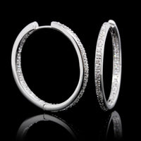 14K White Gold Estate Diamond Inside Out Hoops