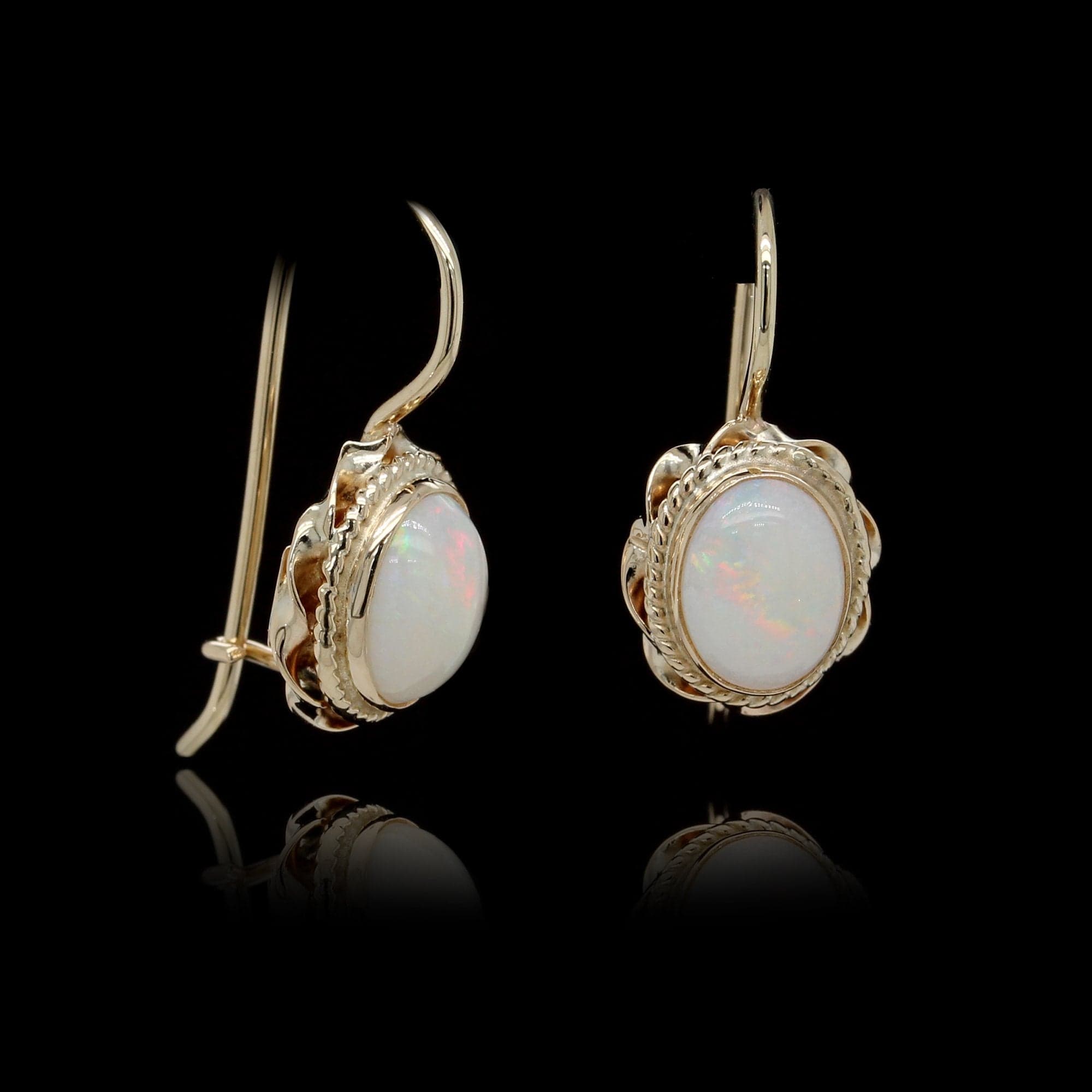 14K Yellow Gold Estate Opal Earrings