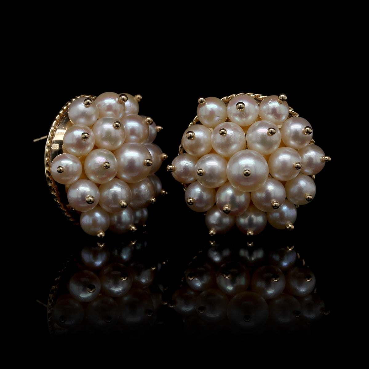14K Yellow Gold Estate Cultured Pearl Earrings