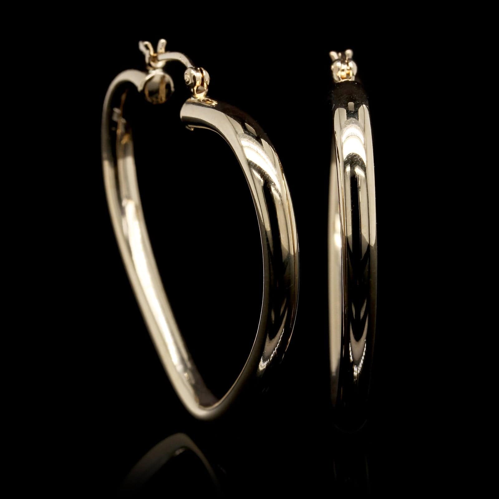 14K Yellow Gold Estate Heart Hoop Earrings