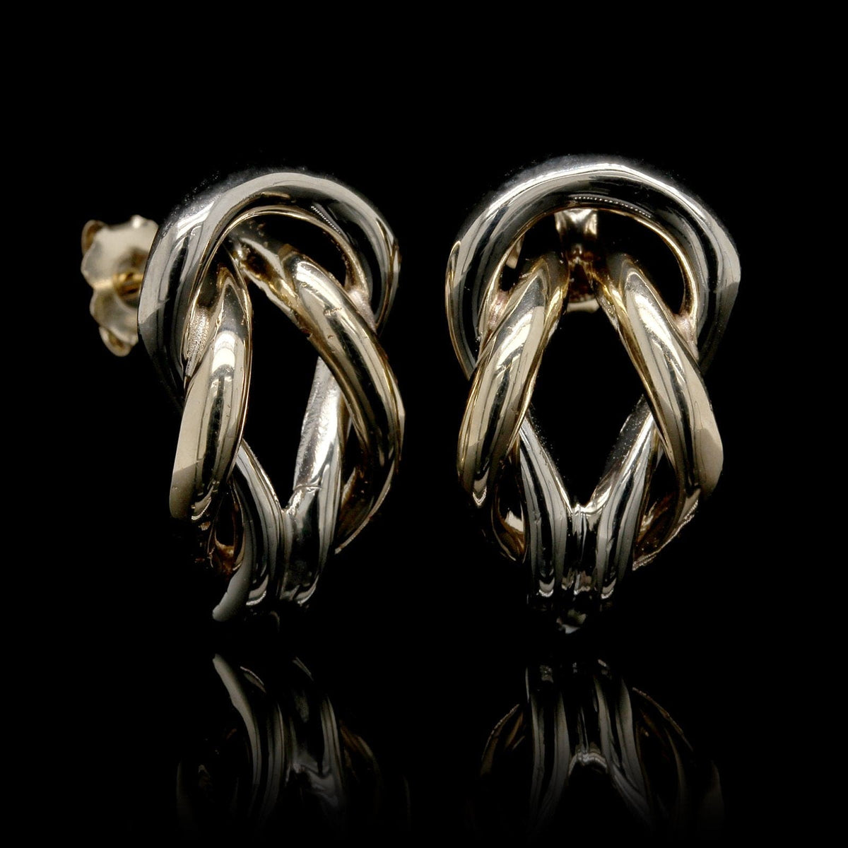 14K Two-tone Gold Estate Knot Earrings