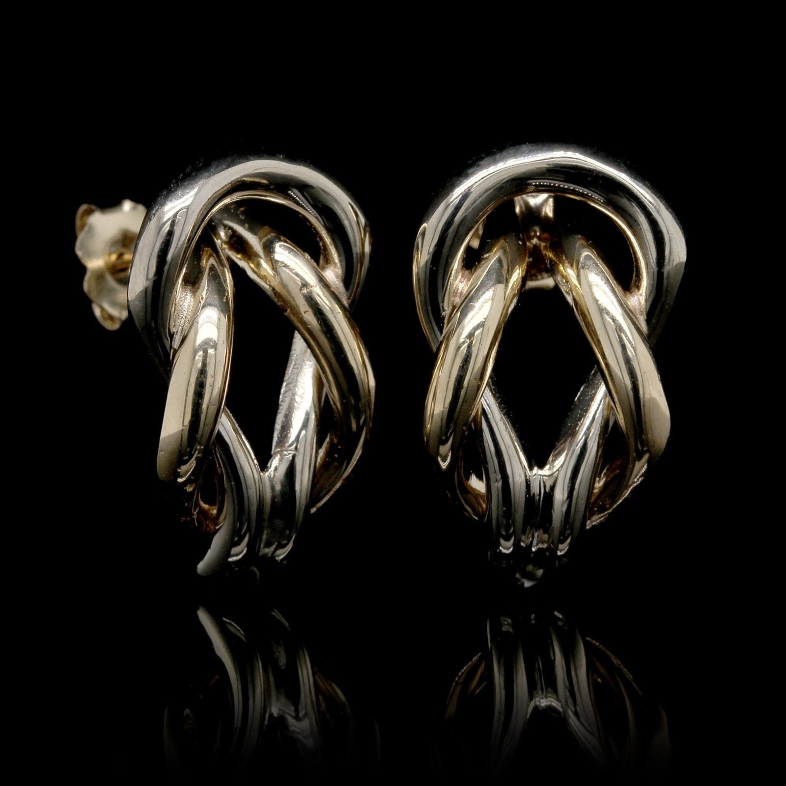 14K Two-tone Gold Estate Knot Earrings
