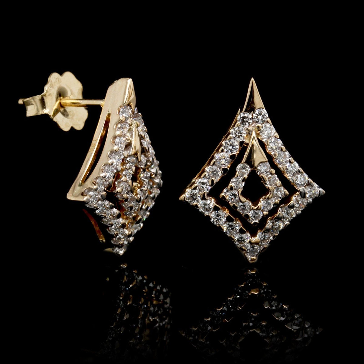 18K Yellow Gold Estate Diamond Earrings
