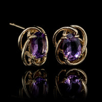 14K Yellow Gold Estate Amethyst Earrings