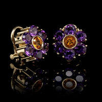 Pasquale Bruni 18K Yellow Gold Estate Amethyst and Citrine Flower Earrings