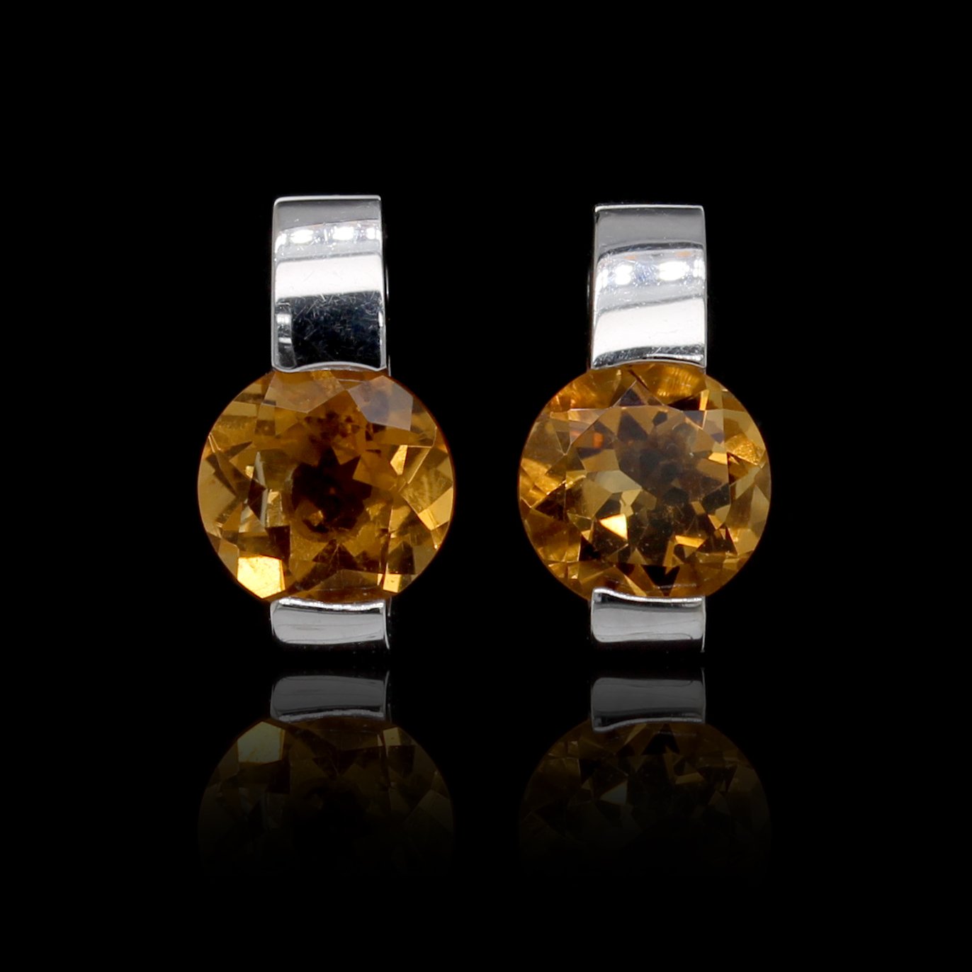 14K White Gold Estate Citrine Earrings