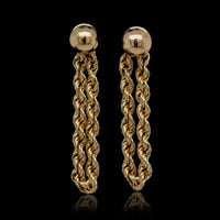 14K Yellow Gold Estate Rope Earrings