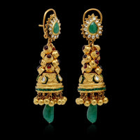 22K Yellow Gold Estate Gem-set Earrings, India