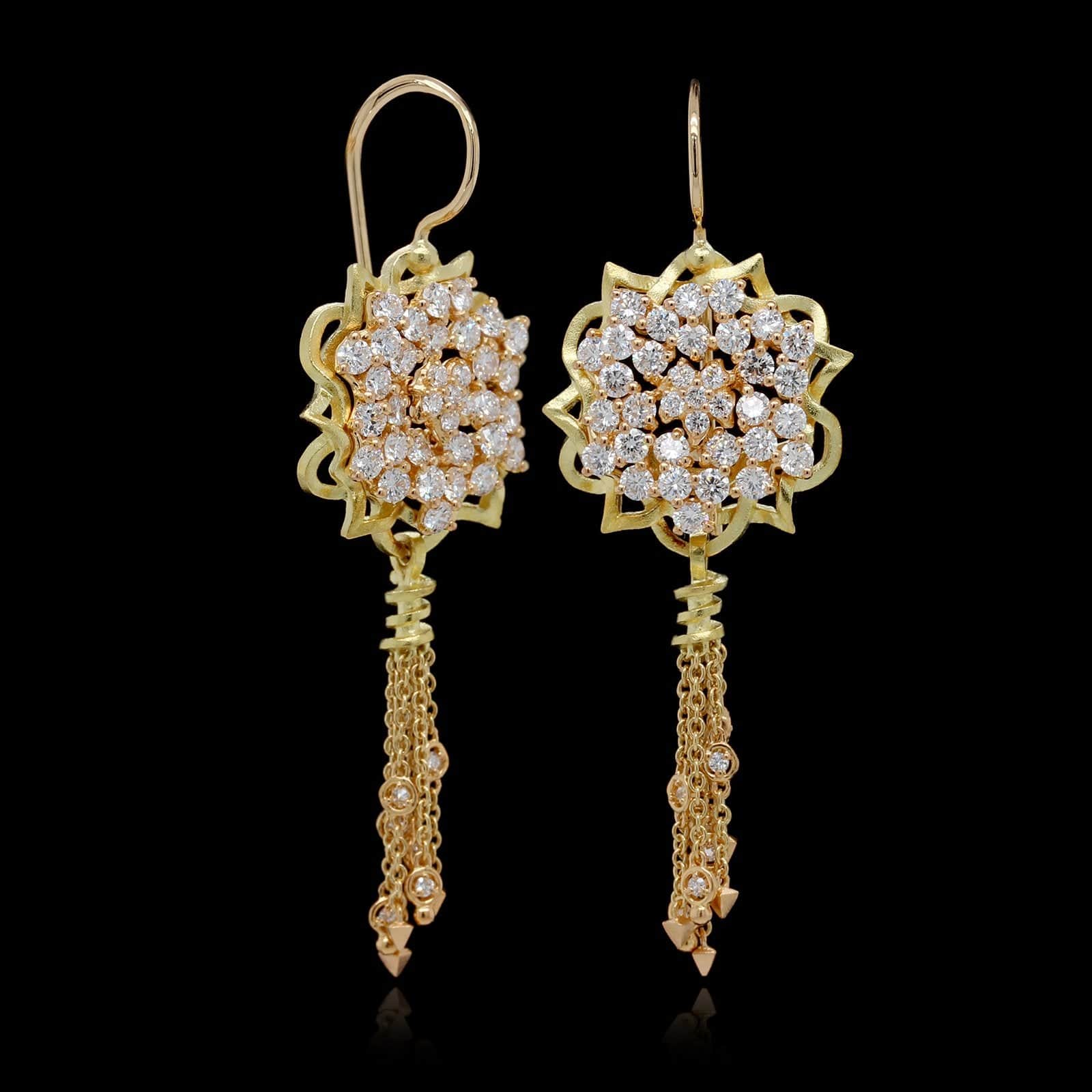 Paul Morelli 18K Yellow Gold Diamond Anemone Earrings