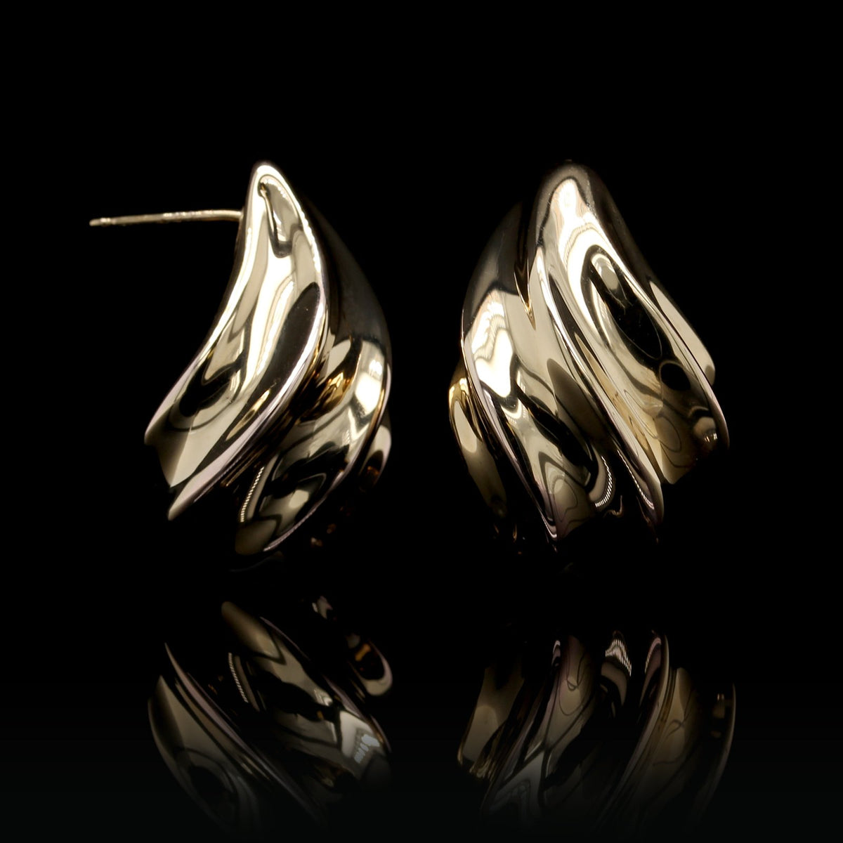 14K Yellow Gold Estate Swirl Earrings