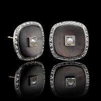 14K Two-tone Gold Estate Cultured Pearl and Mother of Pearl Earrings