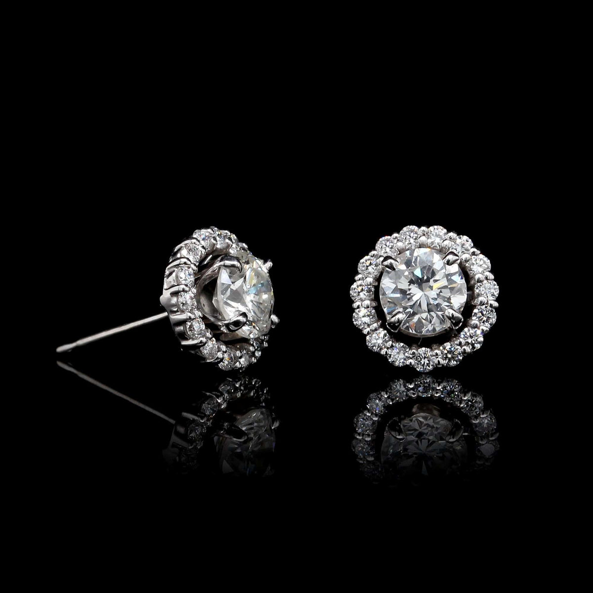 14K White Gold Diamond Halo Earrings