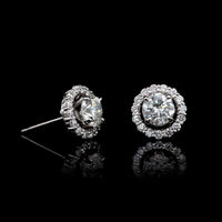 14K White Gold Diamond Halo Earrings