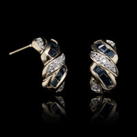 14K Yellow Gold Estate Sapphire and Diamond Earrings