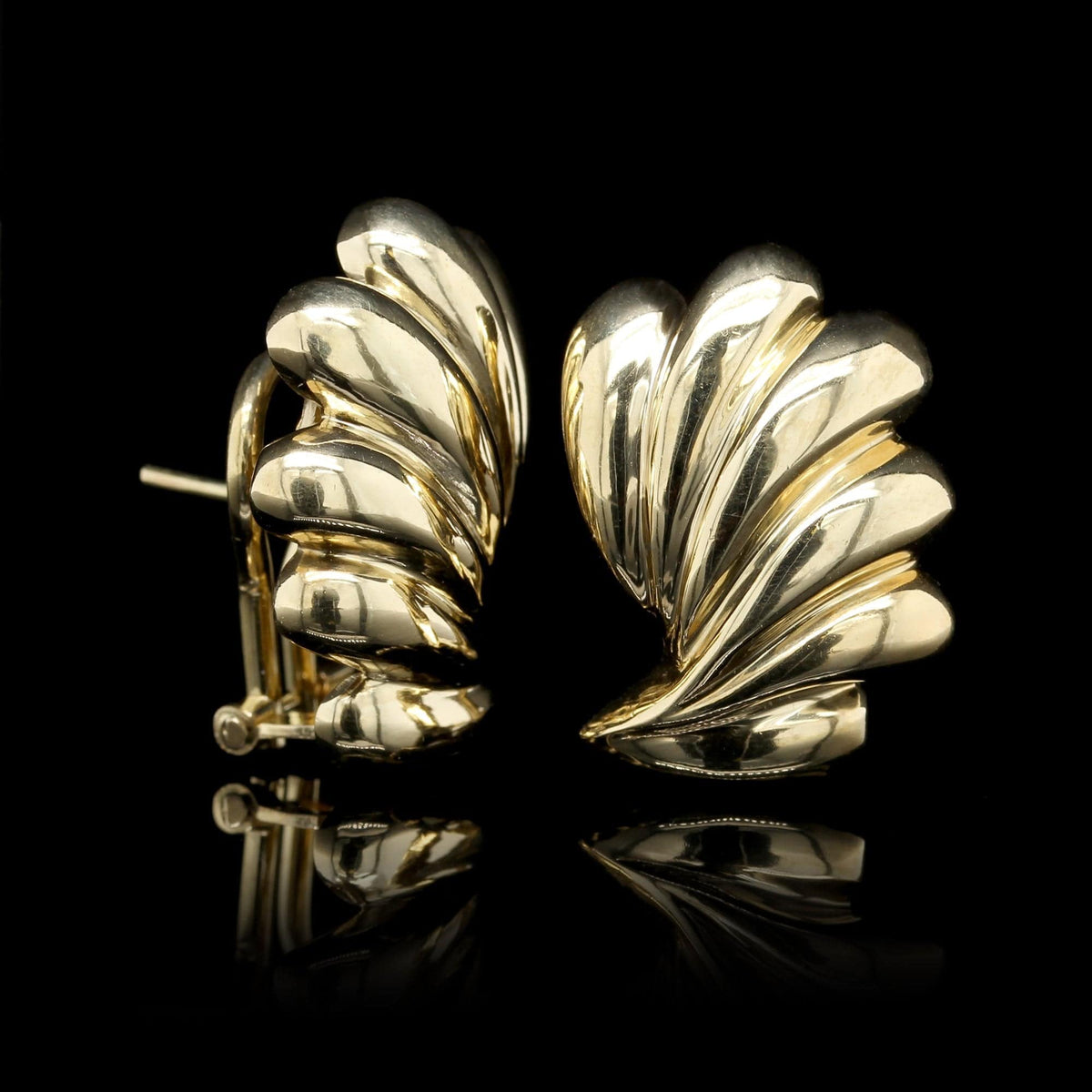 18K Yellow Gold Estate Ribbed Earrings