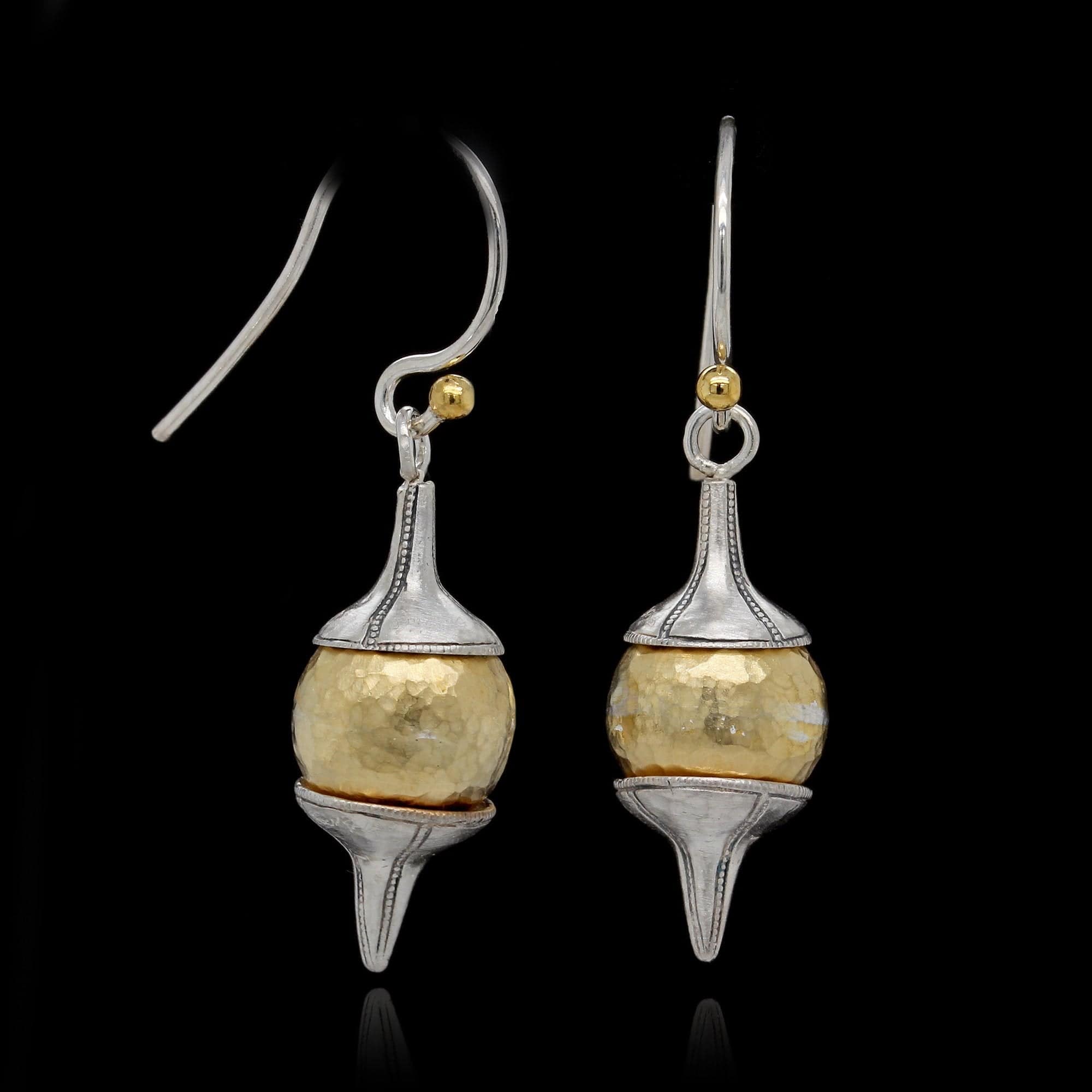 Gurhan Sterling Silver and 24K Yellow Gold Estate Gatsby Earrings