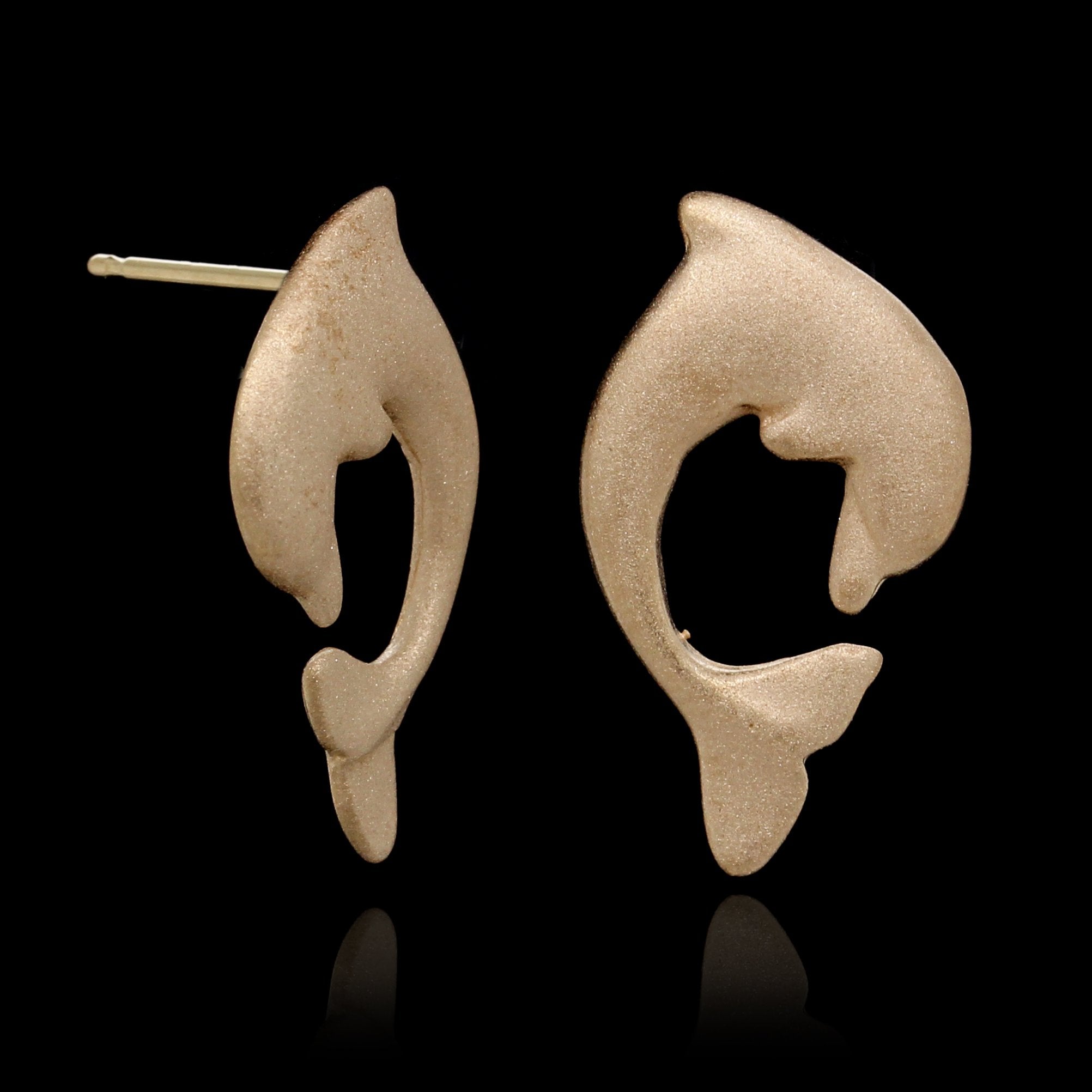 14K Yellow Gold Estate Dolphin Earrings