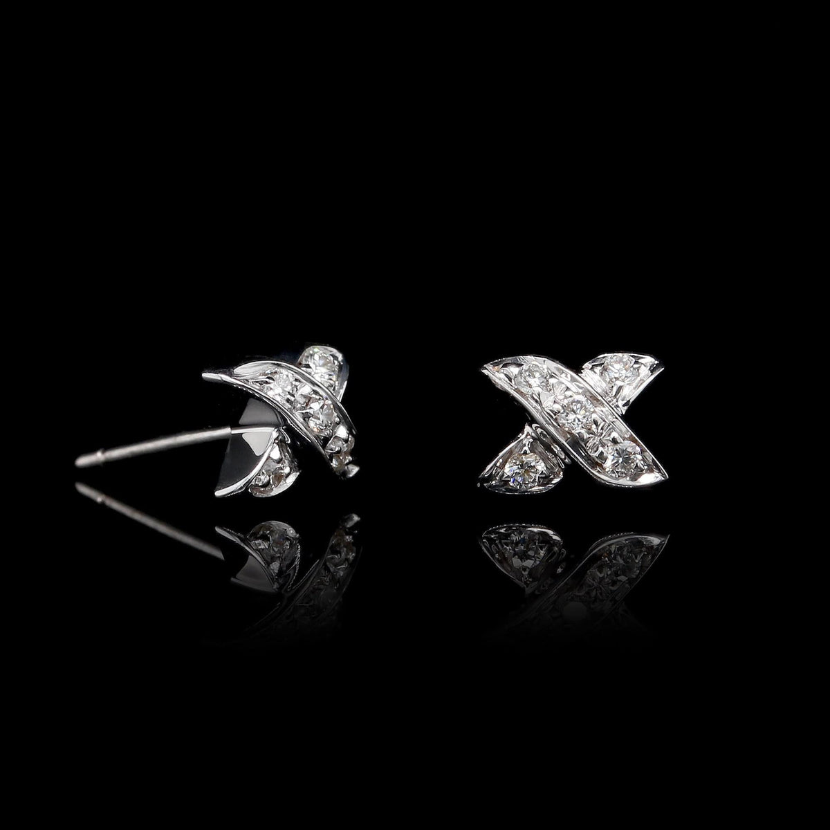 Tiffany & Co. 18K White Gold Estate Diamond X Earrings