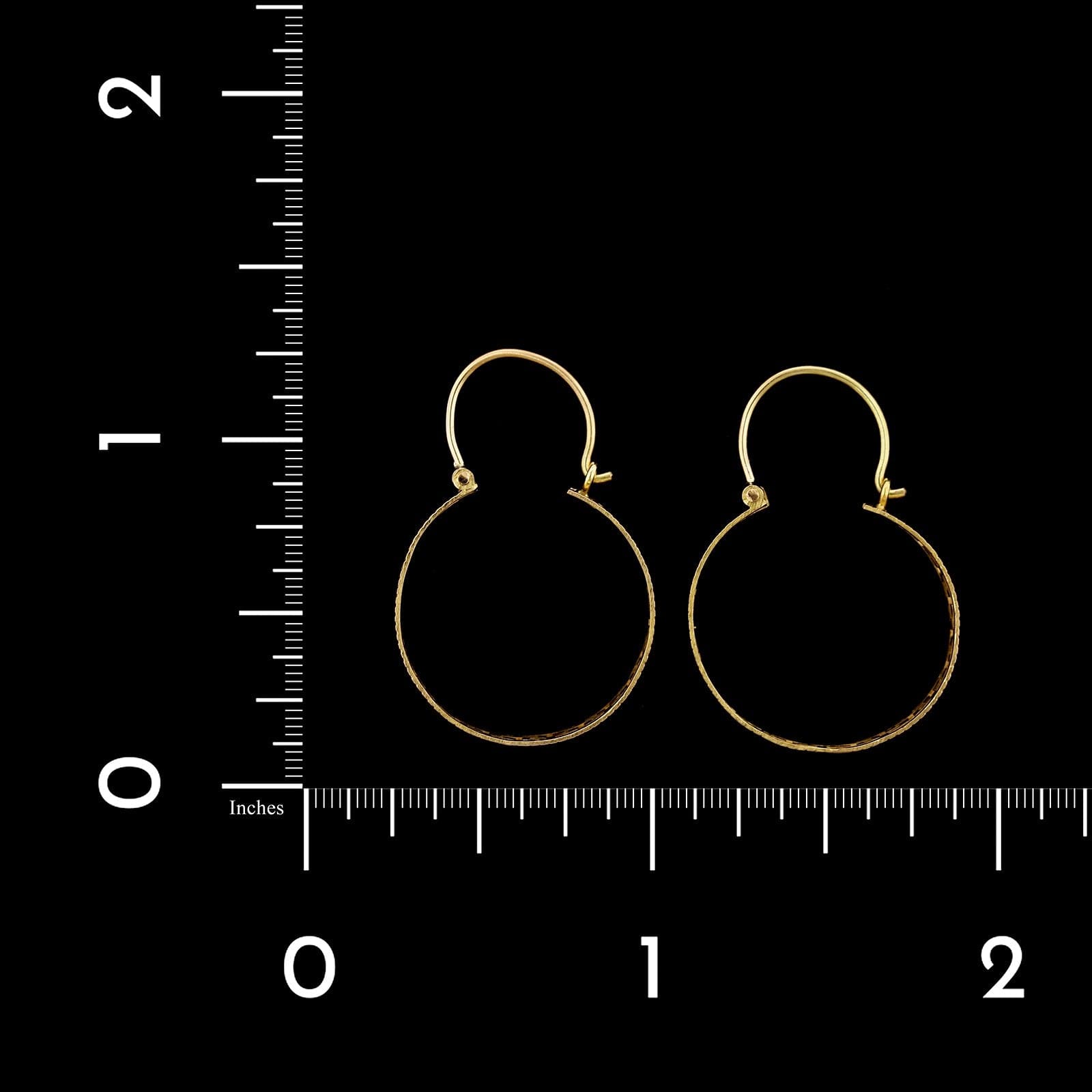 14K Yellow Gold Estate Greek Key Hoop Earrings