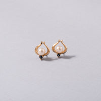 14K Yellow Gold Estate Cultured Pearl and Sapphire Earrings