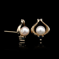 14K Yellow Gold Estate Cultured Pearl and Sapphire Earrings