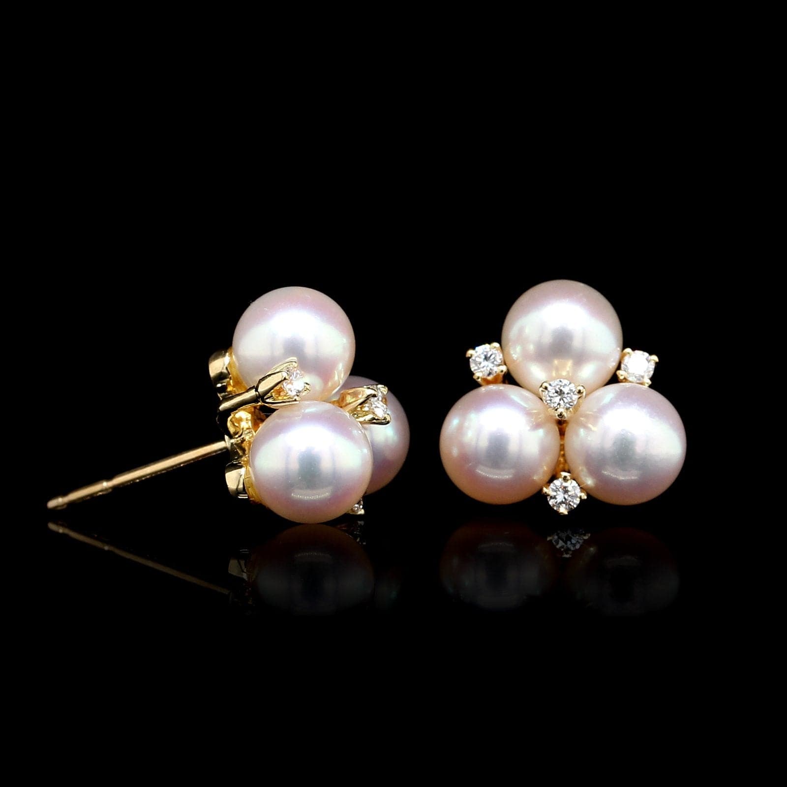 Estate Mikimoto Cultured Pearl and Diamond Earrings