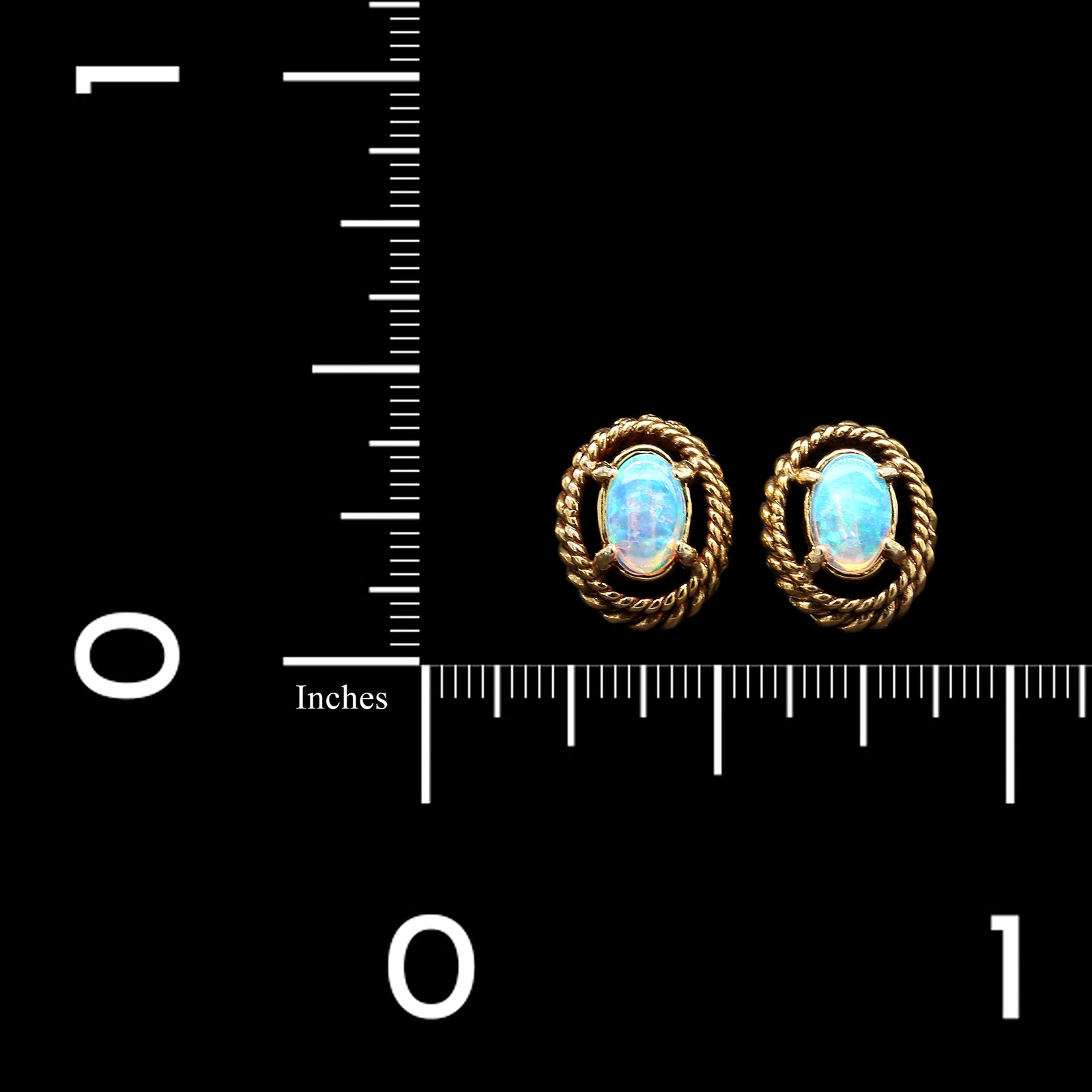 14K Yellow Gold Estate Opal Stud Earrings