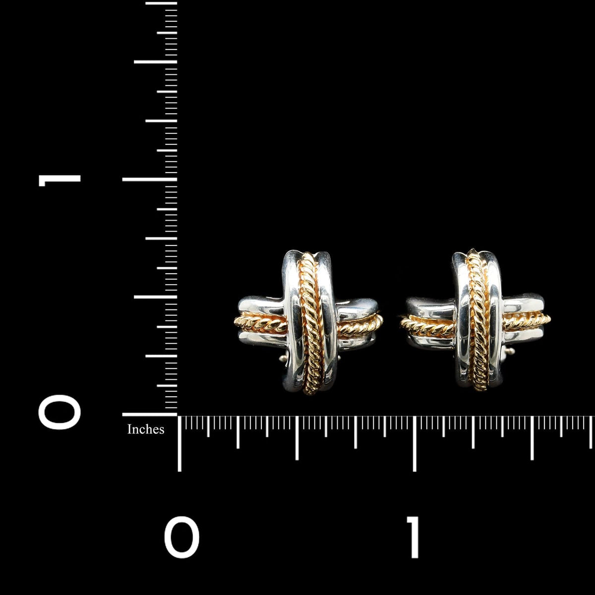 Tiffany & Co. Estate Sterling Silver and 18K Yellow Gold Signature X Earrings