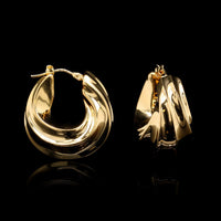 14K Yellow Gold Estate Sculptured Hoop Earrings