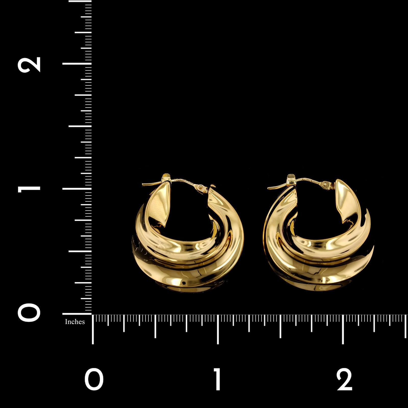 14K Yellow Gold Estate Sculptured Hoop Earrings