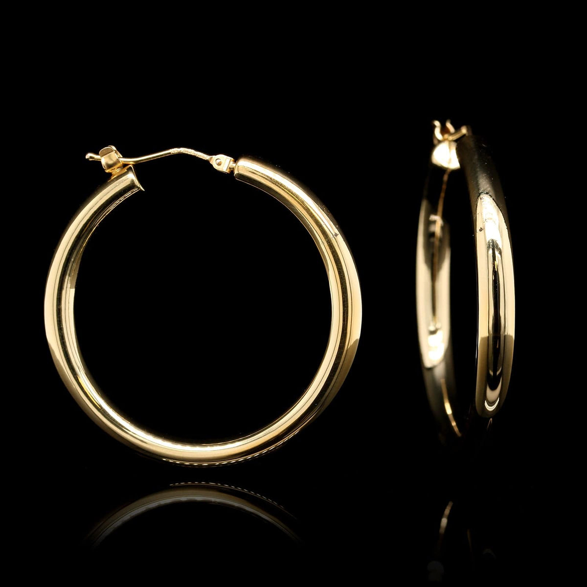14K Yellow Gold Estate Hoop Earrings