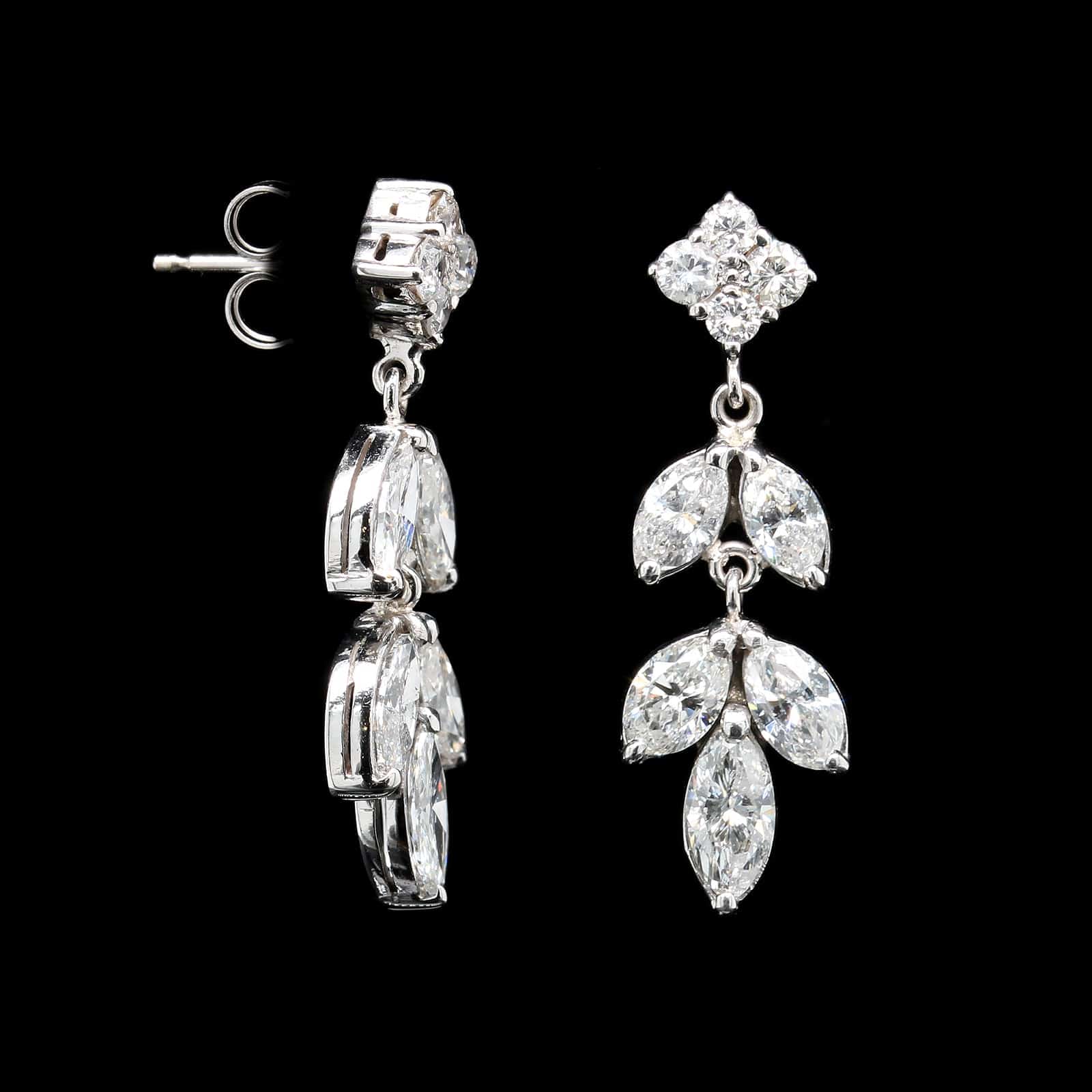 14K White Gold Estate Diamond Earrings