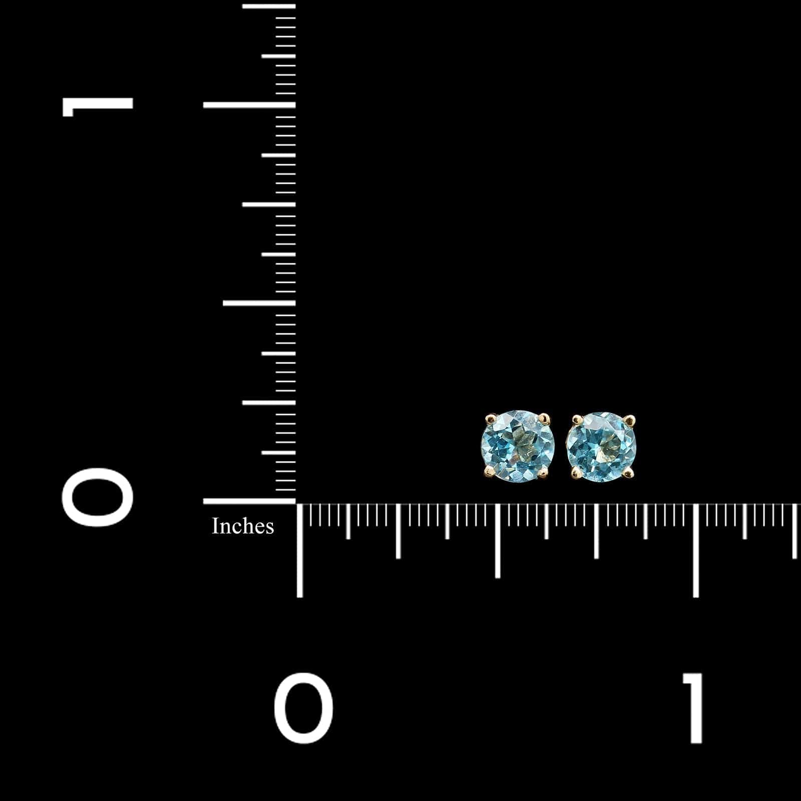 14K Yellow Gold Estate Blue Topaz Studs, 14k two-tone gold, Long's Jewelers