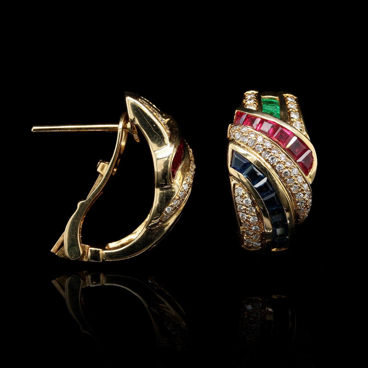 18K Yellow Gold Estate Gem-set Earrings – Long\'s Jewelers