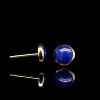 14K Yellow Gold Estate Lapis Studs