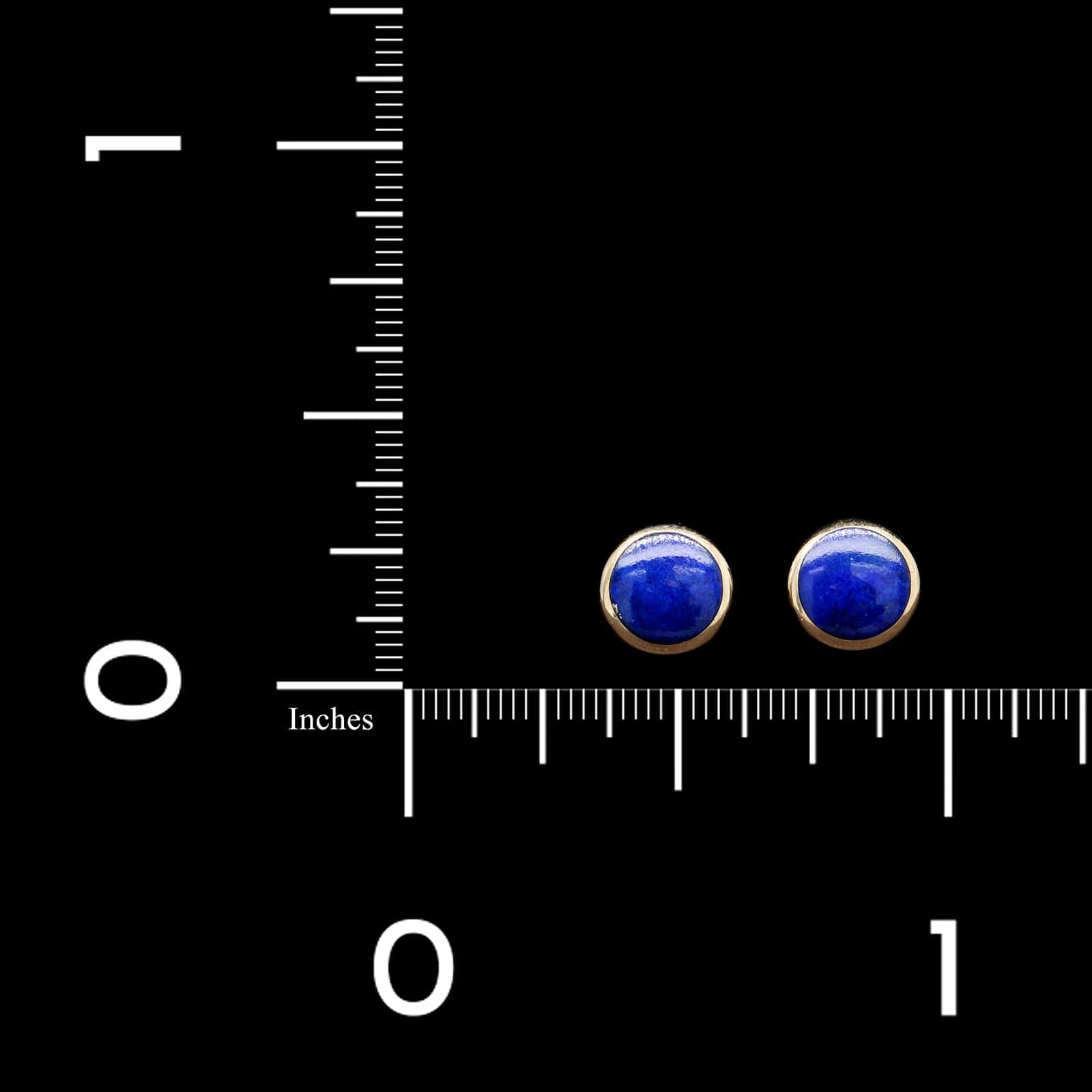 14K Yellow Gold Estate Lapis Studs