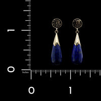 14K Yellow Gold Estate Lapis Drop Earrings