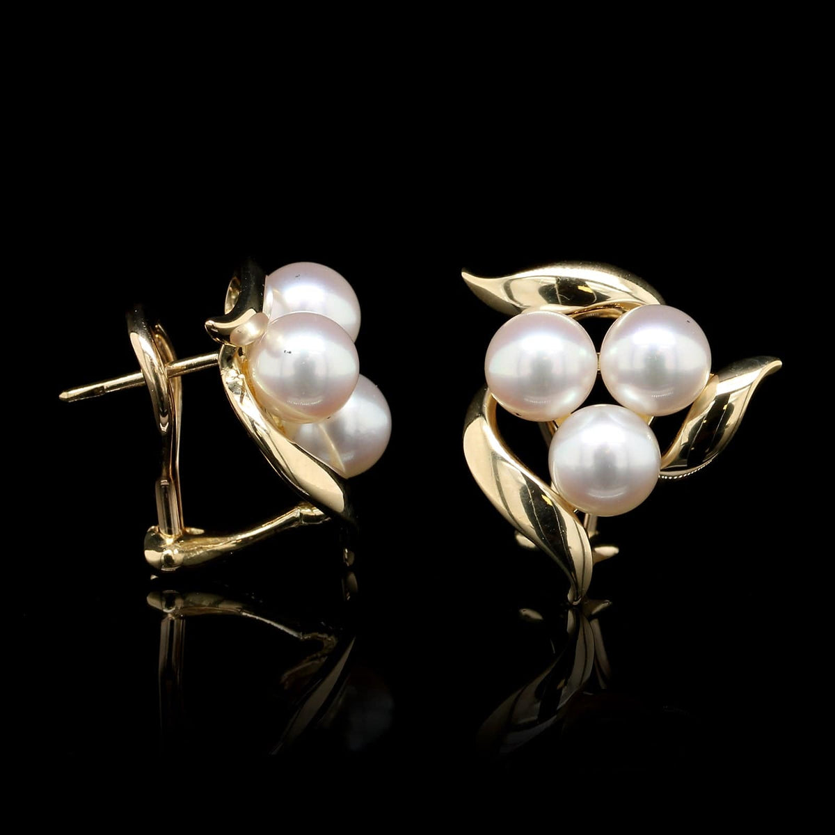 Mikimoto 18K Yellow Gold Estate Cultured Pearl Earrings