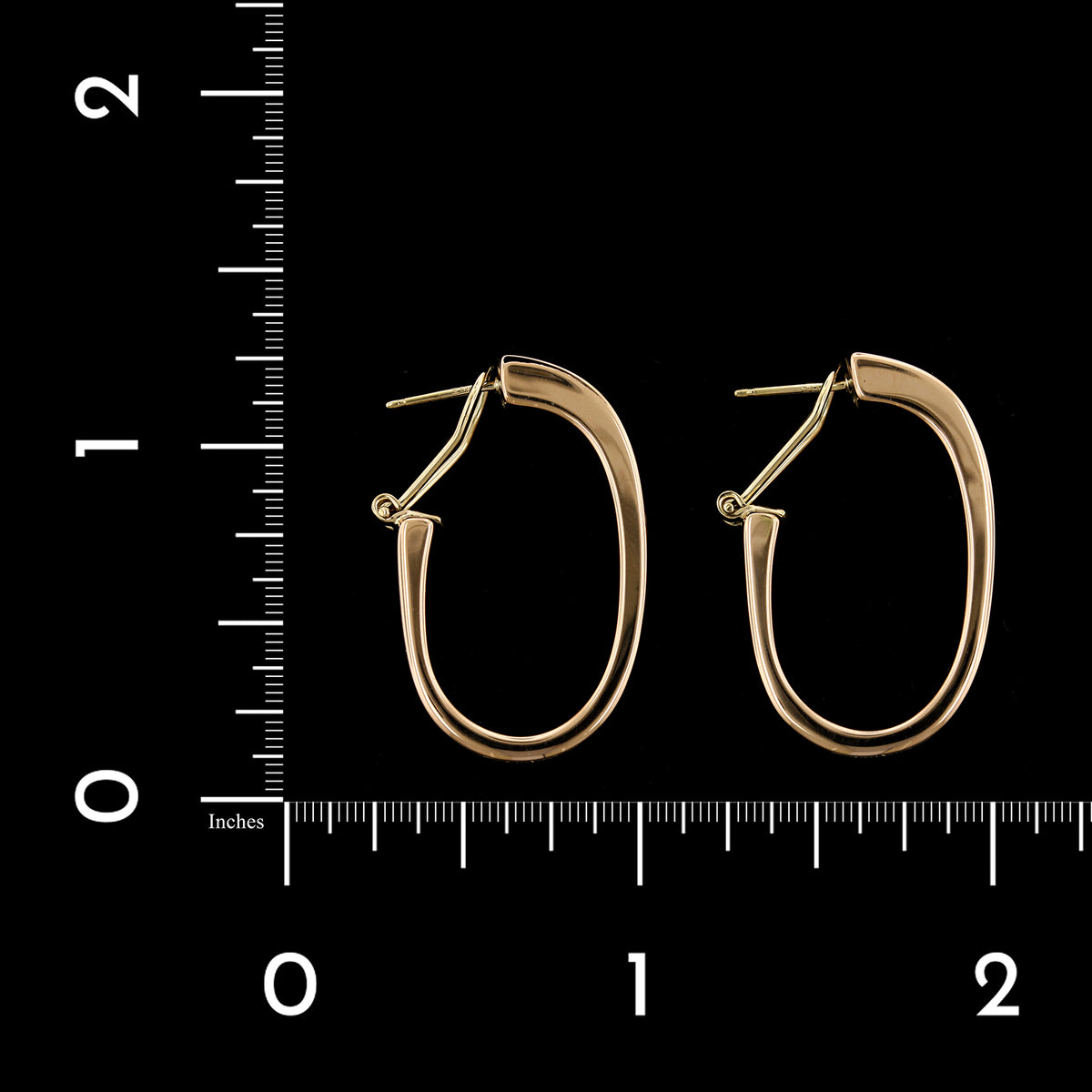 14K Rose Gold Estate Oval Hoop Earrings