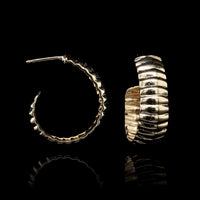 14K Yellow Gold Estate Ribbed Hoop Earrings